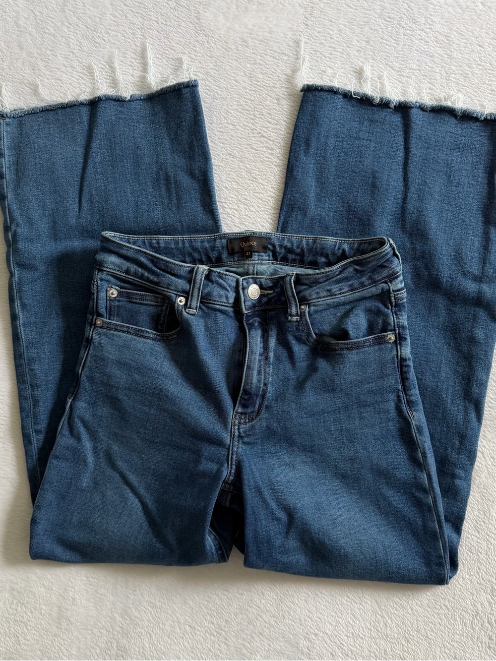 Quince Bella Stretch Wide Leg Jeans Women's Sz 27 Twilight Blue Organic Cotton
